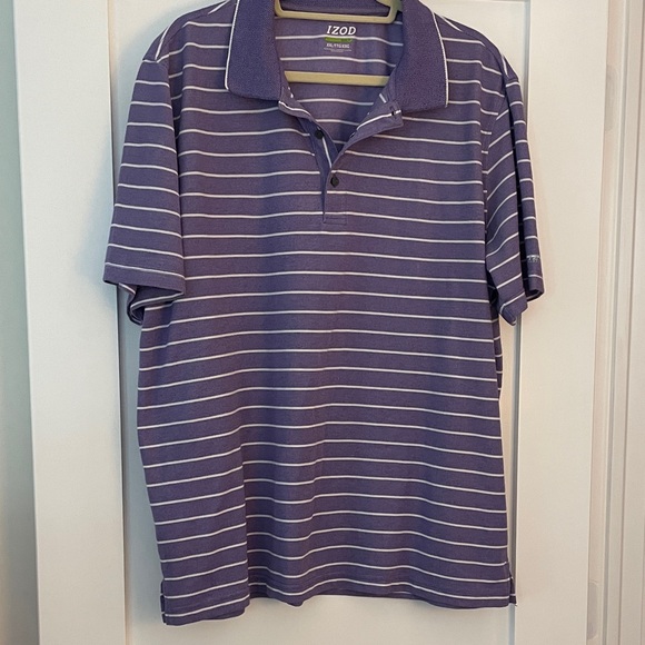 Izod Other - Izod Men's Polo Shirt with Purple and White Stripes